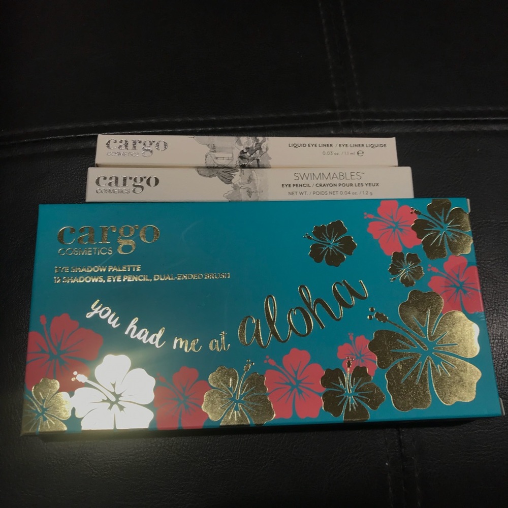 Eye shadow palette, eye pencil and liquid eyeliner